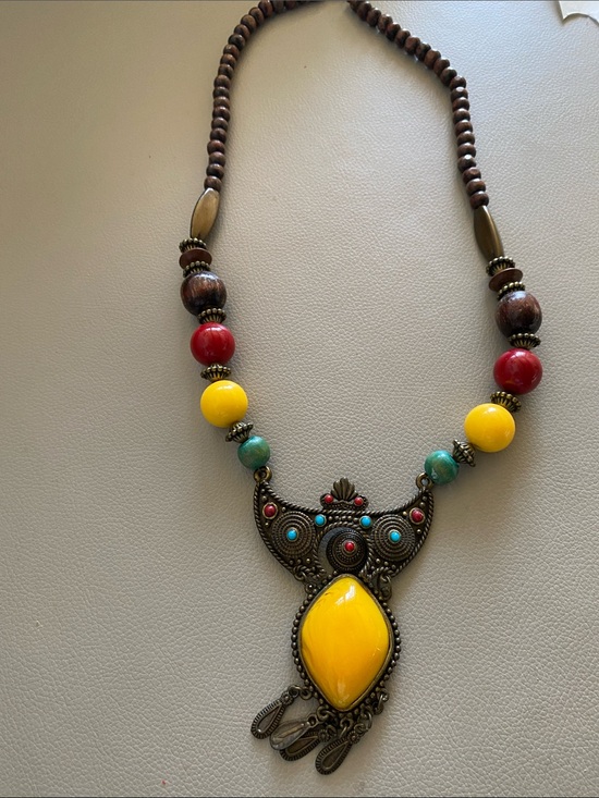 Jewelry - Bohemian Yellow Statement Pendant Necklace